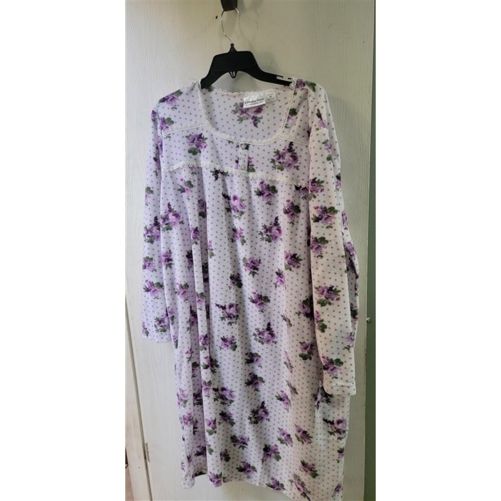 Nwot Country Store 2x Fleece 2xl Nightgown Lilac Floral 120168 View 5